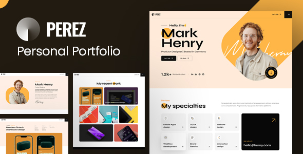 Nulled Perez – Tailwind CSS Personal Portfolio Template free download