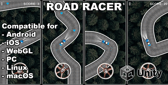 [Download] Road Racer – high speed street driving – complete Unity game source code – need for collection 