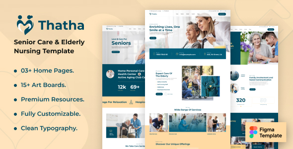 [Download] Thatha – Elderly Home, Senior Nursing Care Figma Template 