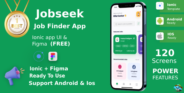 Nulled Online Job Finder App | UI Kit | Ionic | Figma FREE | JobSeek free download