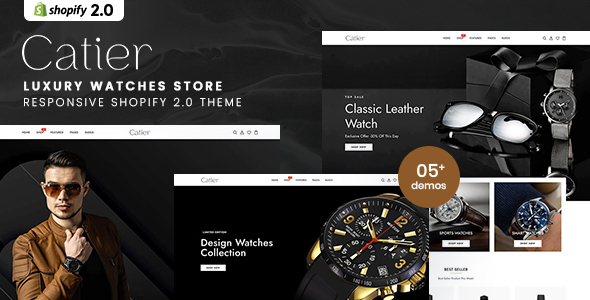 Nulled Catier – Luxury Watches Store Shopify 2.0 Theme free download