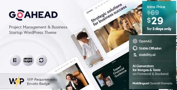 Nulled GoAhead — Project Management & Business Startup WordPress Theme free download