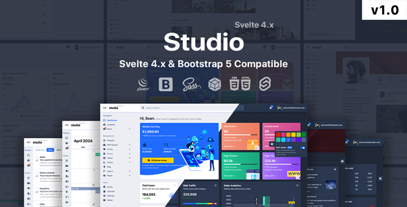 Nulled Studio – Svelte Bootstrap 5 Admin Template free download