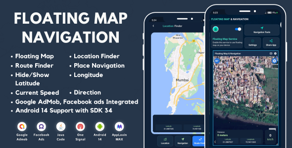 Nulled Floating Map Navigation with AdMob Ads Android free download