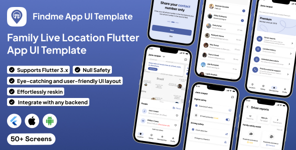 Nulled Findme UI template | Family Location Tracker App in Flutter | Navigation Assistant App Template free download