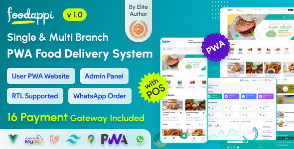 Nulled FoodAppi – PWA Food Delivery System and WhatsApp Menu Ordering with Admin Panel | Restaurant POS free download