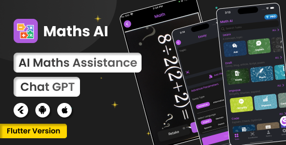[Download] Math AI : ChatGPT | ChatBot | Flutter Android/iOS Full Application | ADMOB | Subscription Plans 
