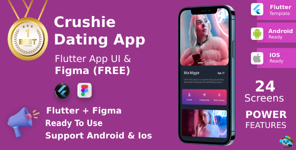 Nulled Dating App ANDROID + IOS + Figma (Free) | Flutter | UI Kit | Crushie free download