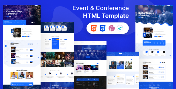 Nulled Eventics – Tailwind Event & Conference HTML Template free download