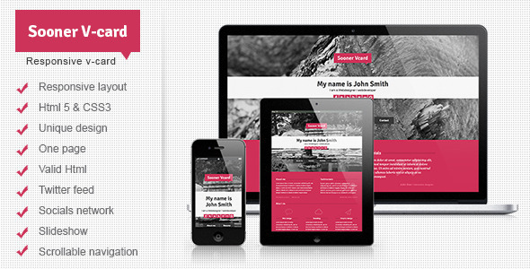 Download Sooner Responsive One Page V-card Template Nulled 