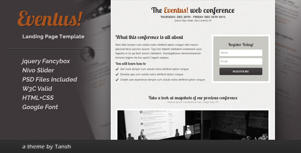 Download Eventus Landing Page Nulled 
