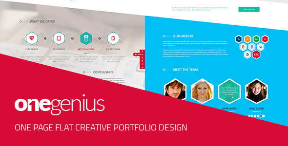 Download OneGenius – One Page Flat Portfolio PSD Template Nulled 