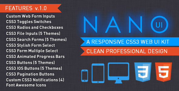 Download NANO UI – CSS3 Web Elements UI Kit Nulled 