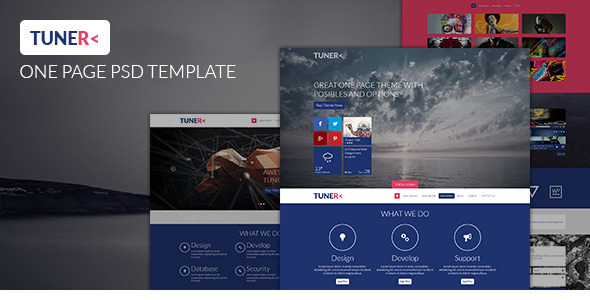 Download Tuner – One Page Portfolio PSD Template Nulled 