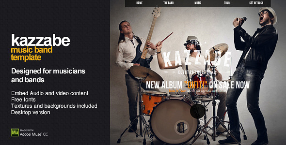 Download Kazzabe – One Page Music Band Template Nulled 
