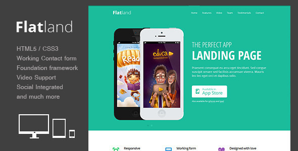 Download Flatland – Responsive HTML5 App landing page Nulled 