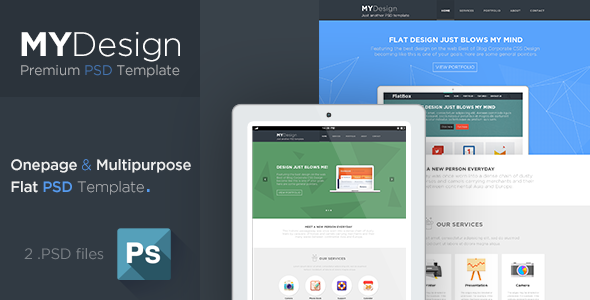 Download MYDesign – Onepage Multipurpose Flat PSD Template Nulled 