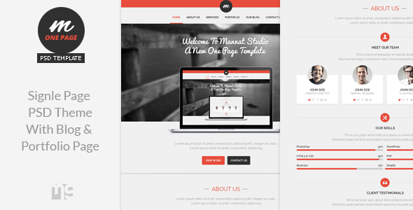 Download Mannat Studio Flat Clean One Page PSD Theme Nulled 