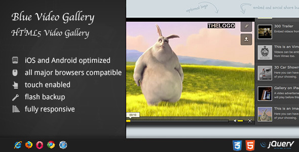 Download HTML5 Blue Video Player with Playlist / Gallery Nulled 