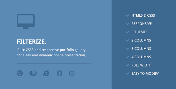 Download Filterize. Responsive CSS3 Portfolio Gallery Nulled 