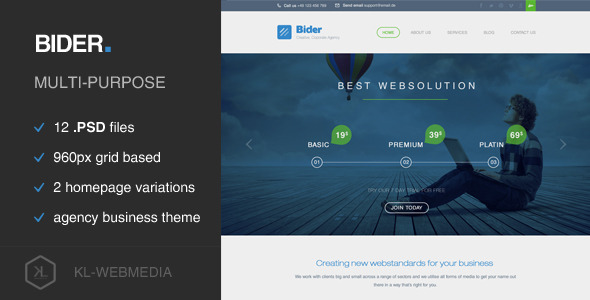Download Bider – Corporate PSD Template Nulled 