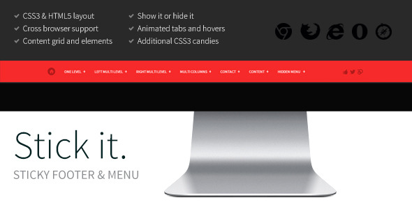 Download Stick it. HTML5 & CSS3 Sticky Footer & Menu Nulled 