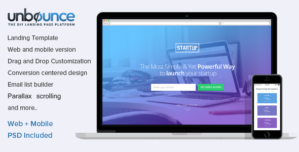Download Unbounce Landing Page Template for Startups Nulled 