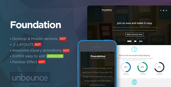 Download Foundation – Unbounce Non-Profit Landing page Nulled 