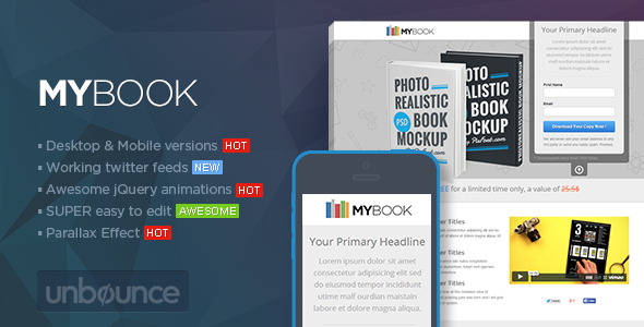 Download MYBook – Unbounce ebook Landing page Nulled 