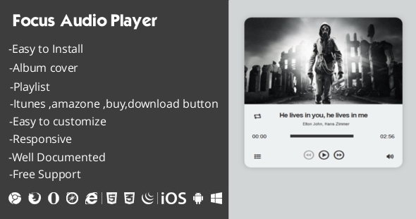 Download Focus Audio Player With Playlist  Nulled 