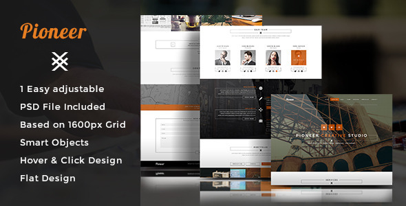 Download Pioneer – One Page PSD Template Nulled 