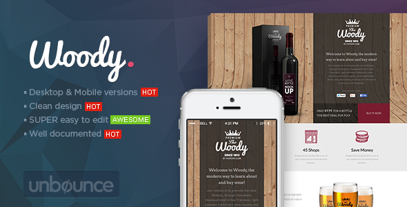 Download Woody – Drink Shop Unbounce Landing page Template Nulled 
