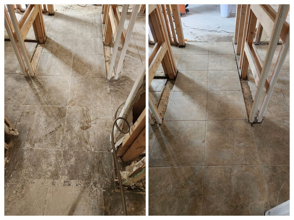 Tile and grout cleaning before and after.