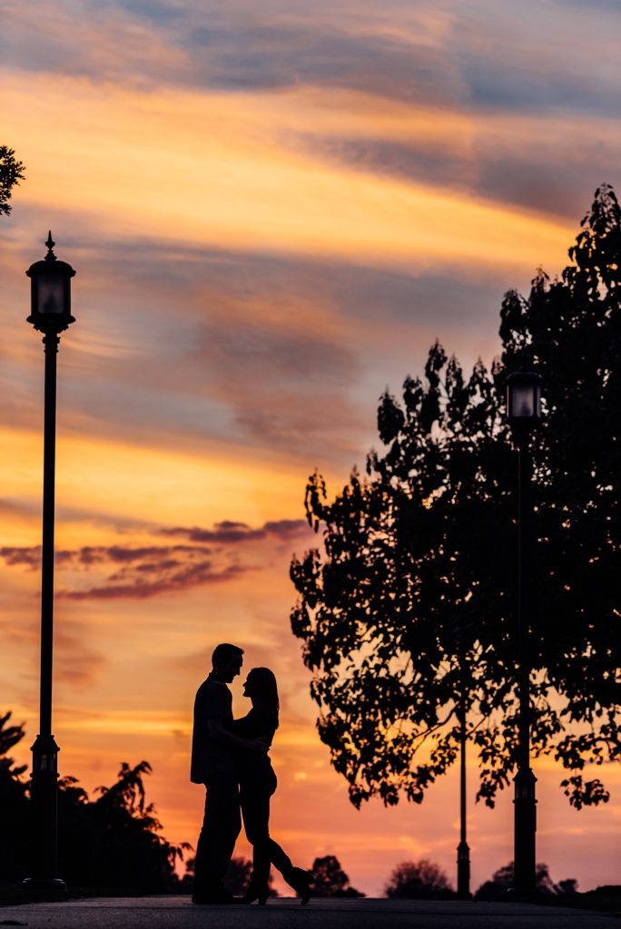 sunset shot of an engagement session taken at the Hillside Garden of Longwood gardens a plant lover’s paradise, where dappled sun flirts with open vistas and shady, intimate perspectives.