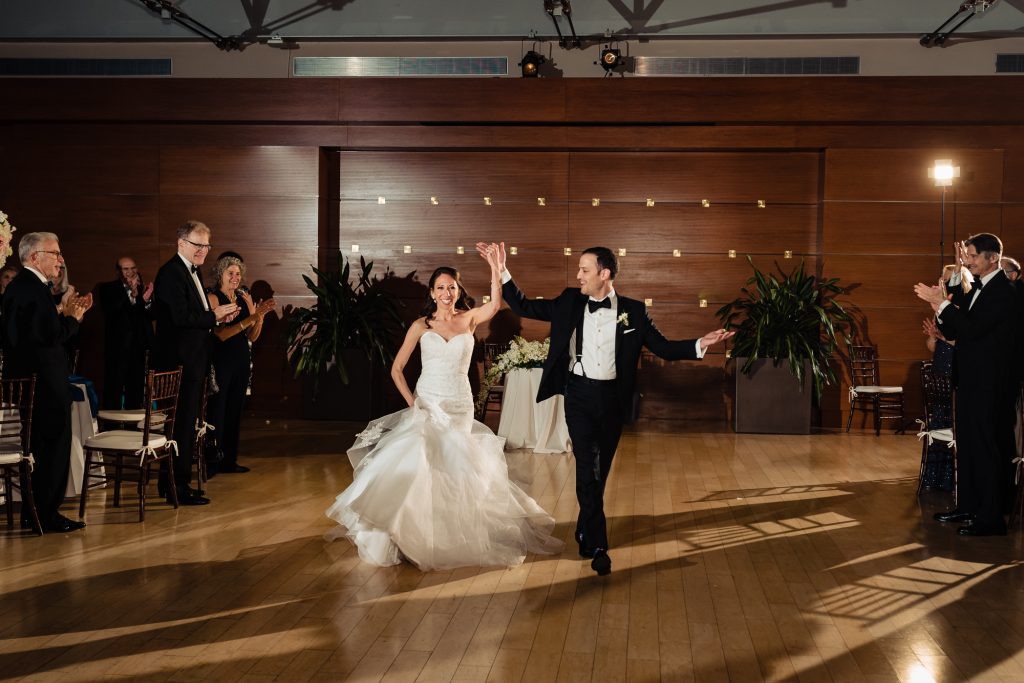 bride and groom dancing on their kimmel center wedding reception