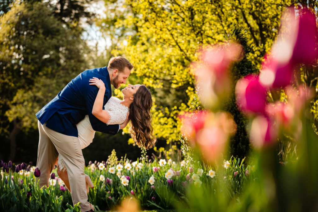 a summer engagement shoot taken at The Theatre Garden area of longwood gardens has hosted well over 1,500 performances since it opened more than 100 years ago