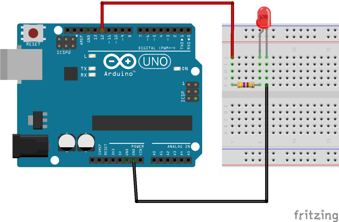 #2 &middot; Blinking LED on breadboard schakelschema