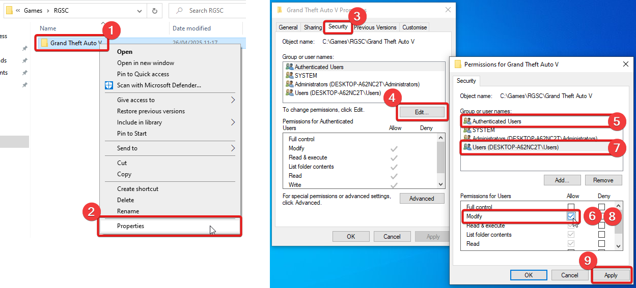 Setup folder permission