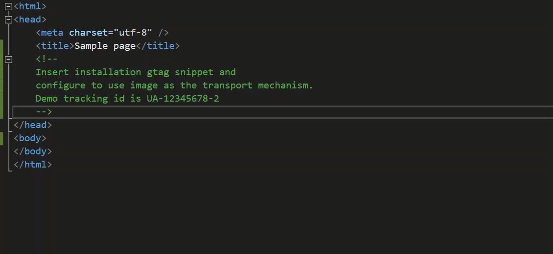 GIF showing HTML Google Analytics Snippet Pack in use