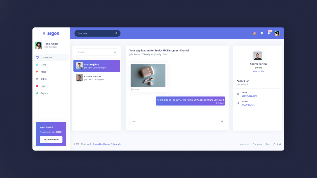 Chat Page Dashboard