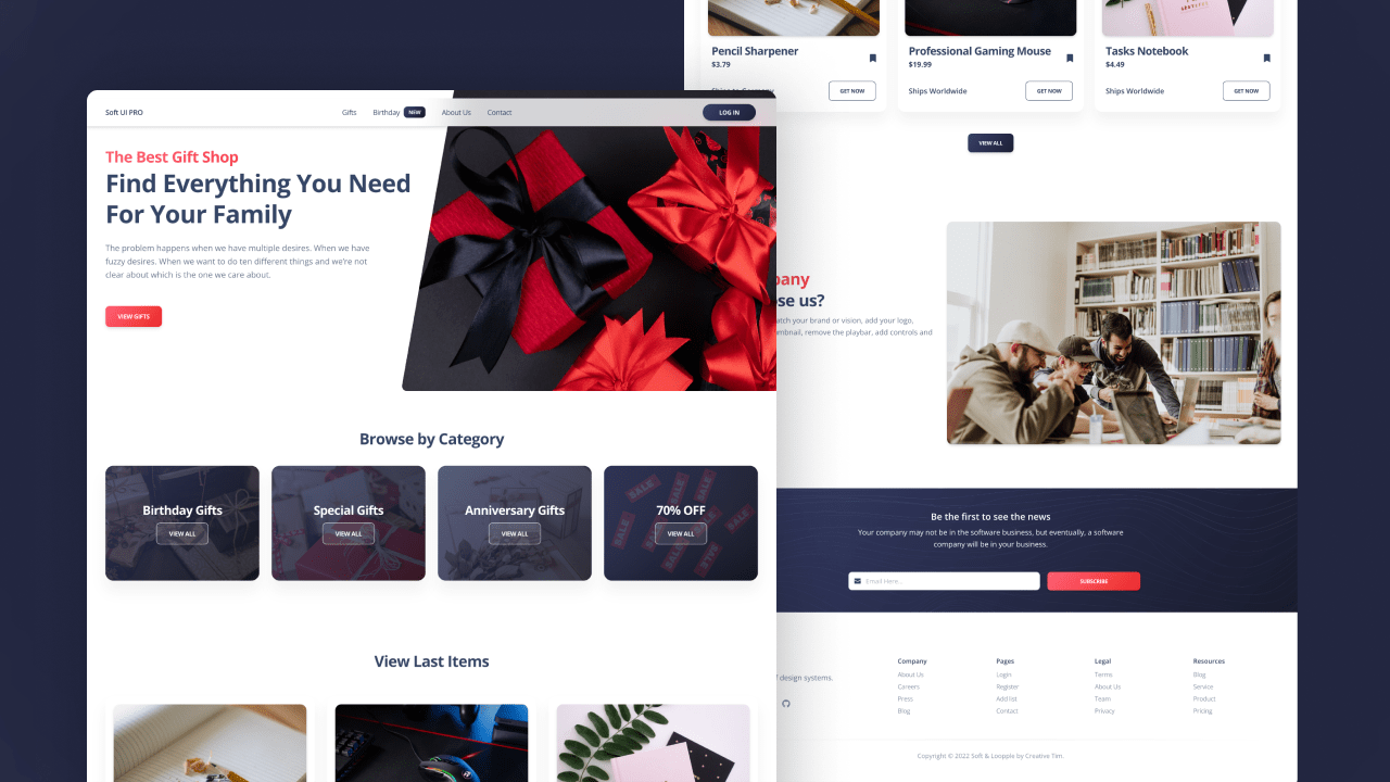 Ecommerce Gift Shop Landing Page