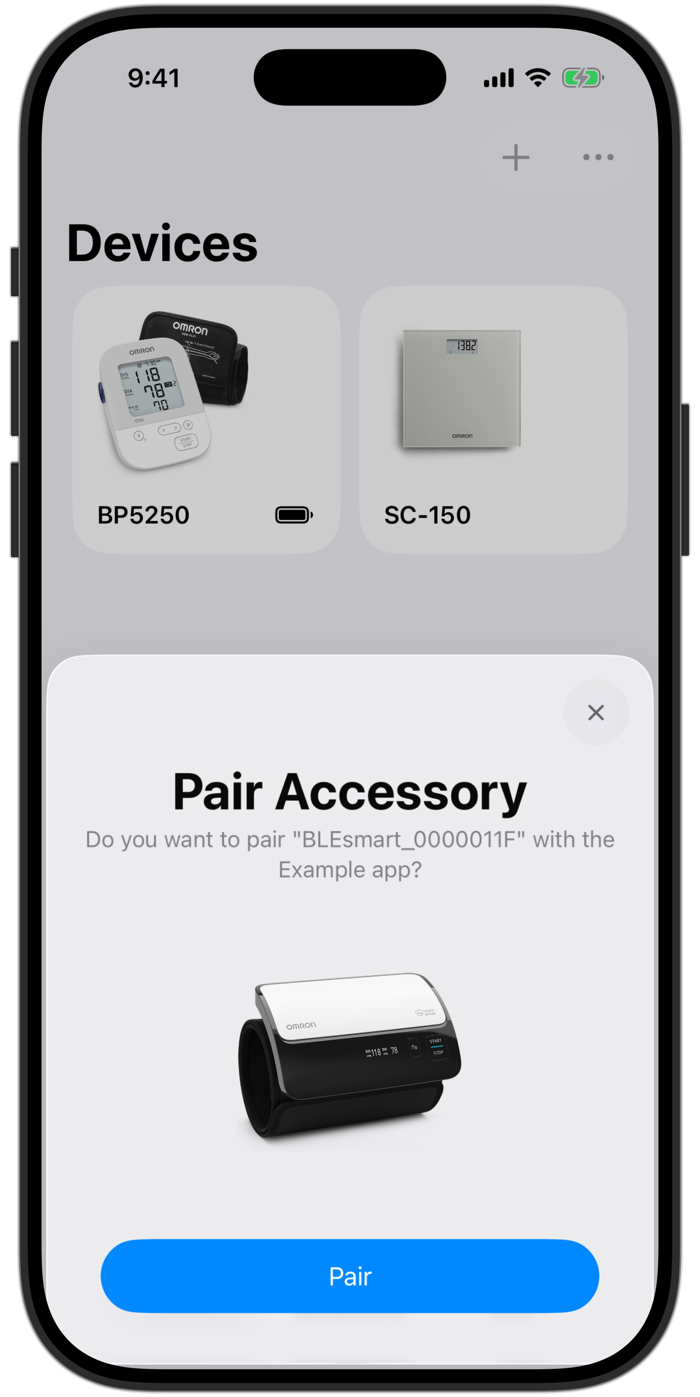 Screenshot displaying Spezi Devices and Bluetooth pairing user interface