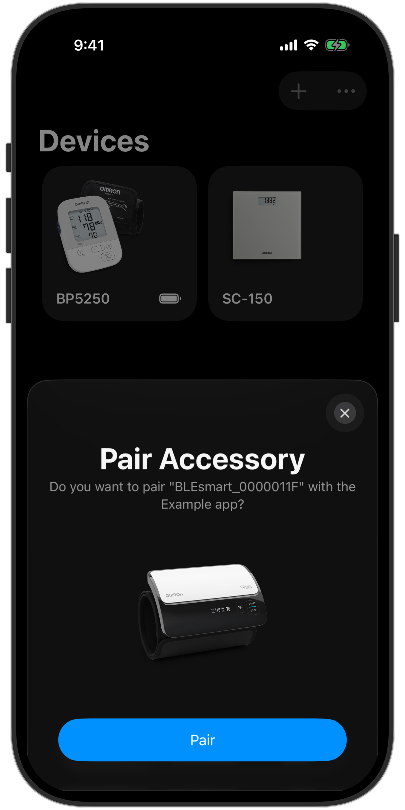 Screenshot displaying Spezi Devices and Bluetooth pairing user interface