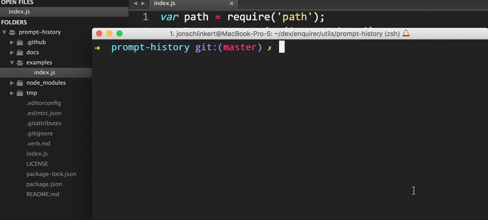prompt-history tabbing example