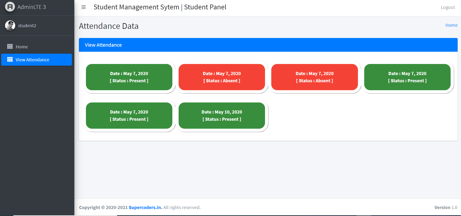 Student View Attendance Data