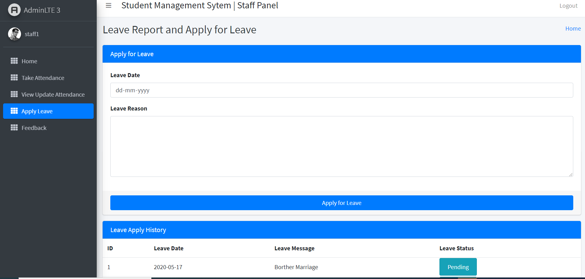 Staff Apply for Leave