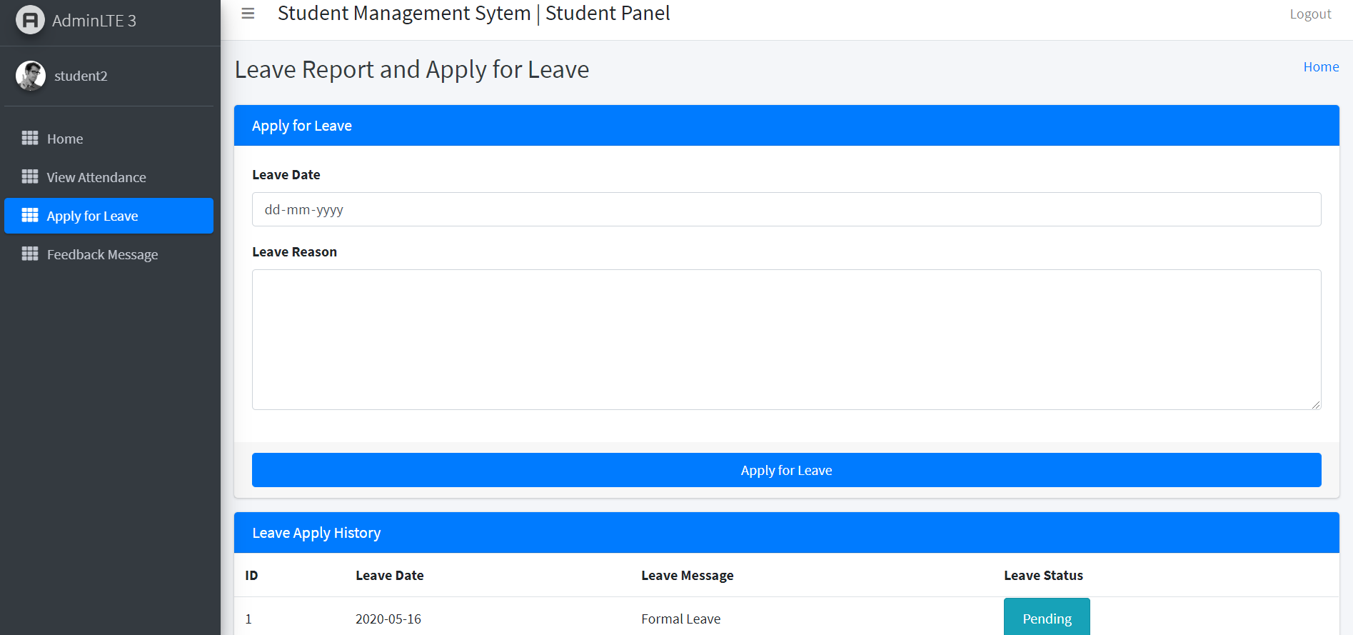 Student Apply for Leave