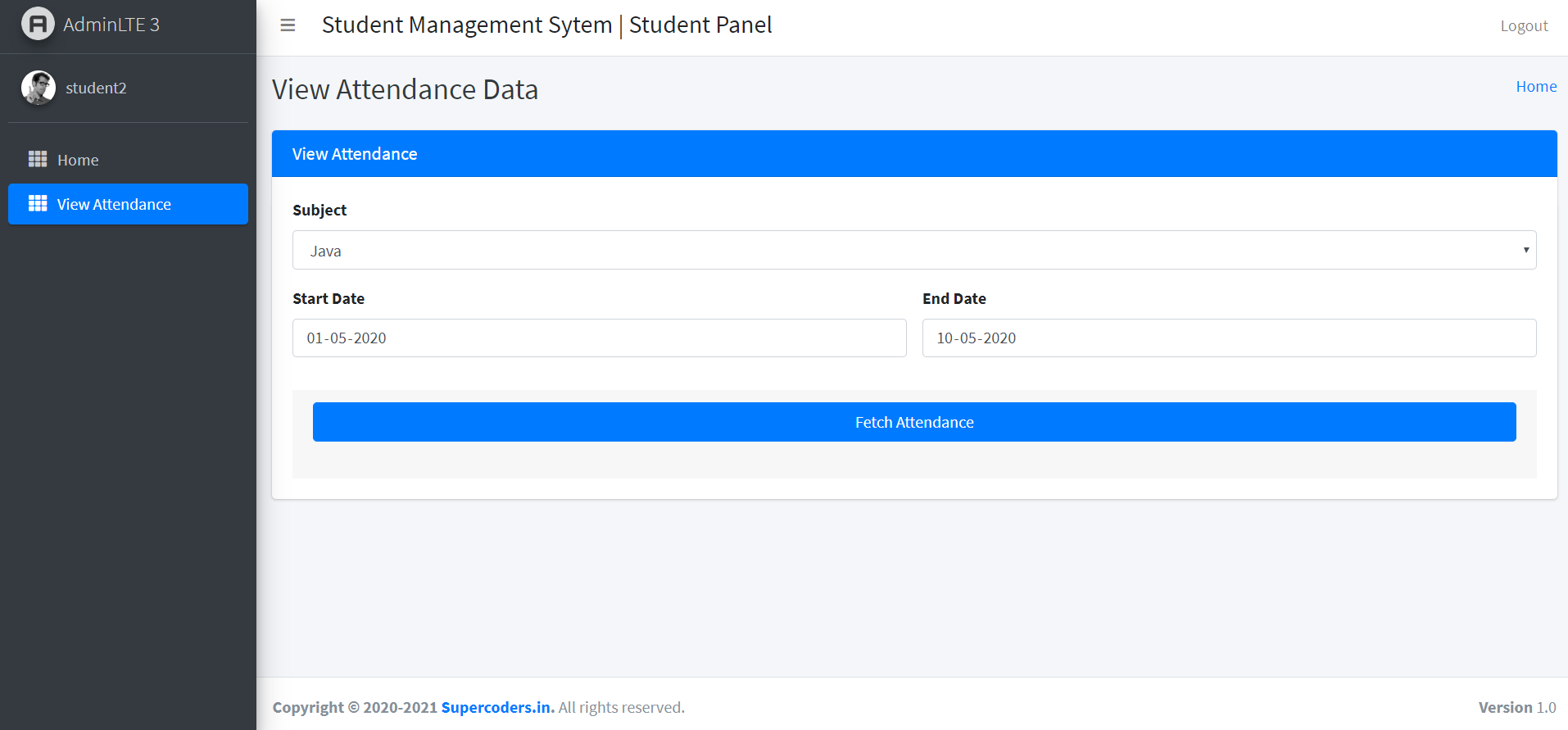 Student View Attendance Form