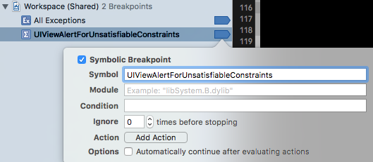 Unsatisfiable Constraints Breakpoint