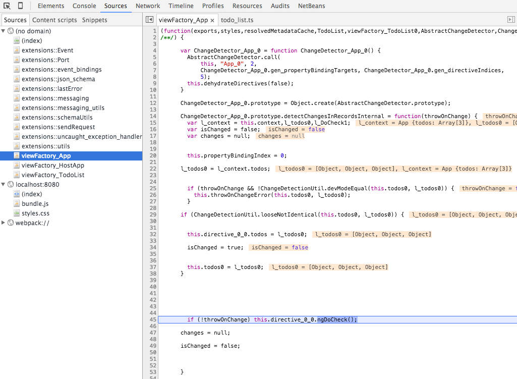 What does an Angular change detector look like